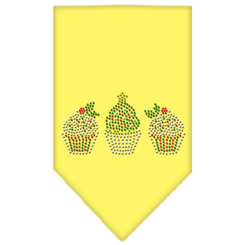 Christmas Cupcakes Rhinestone Bandana Yellow Small